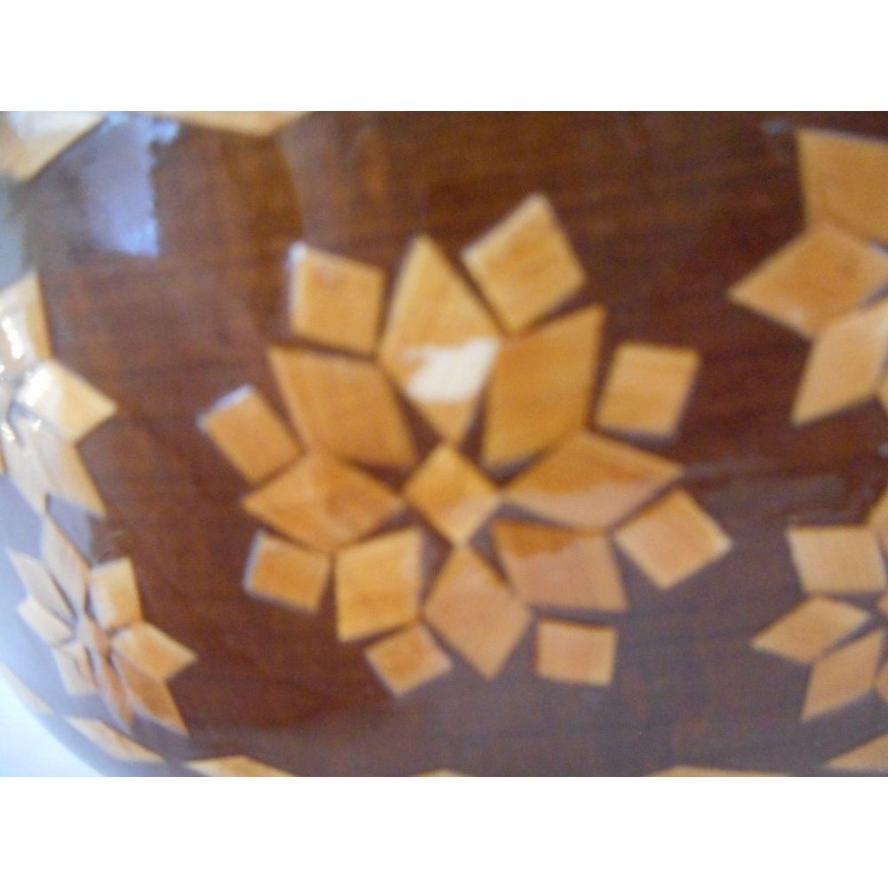 Vintage Russian Folk Art Wood Straw Inlay Bowl - Picture 6 of 8
